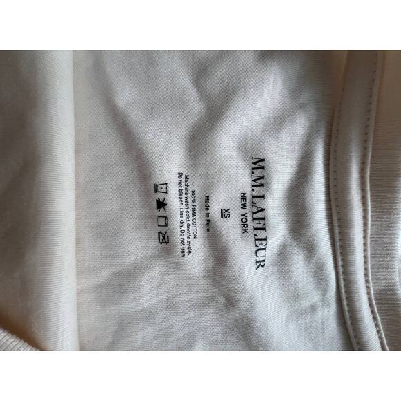 M.M.Lafleur Blouse Women's Pima Cotton Top Cream White XS A000957 - Picture 6 of 7
